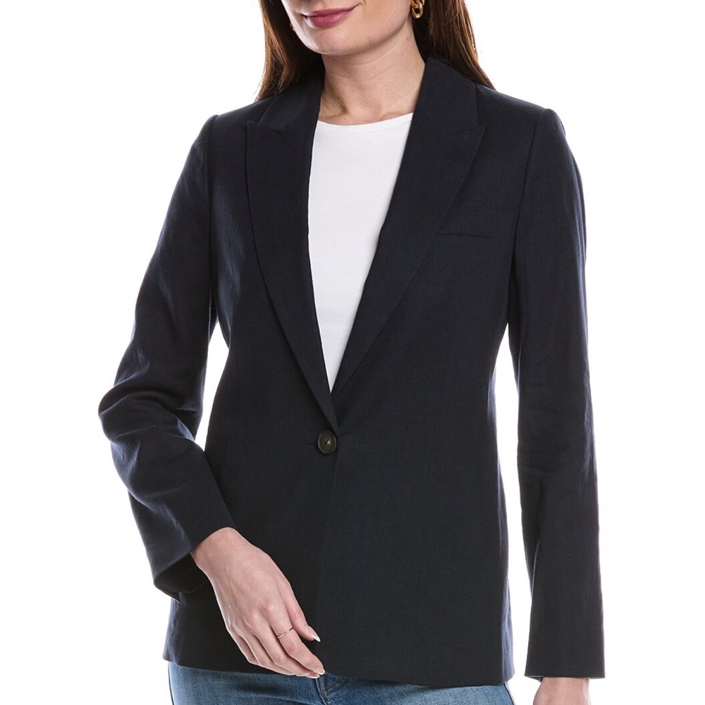 Vince Single-Breasted Linen-Blend Blazer
